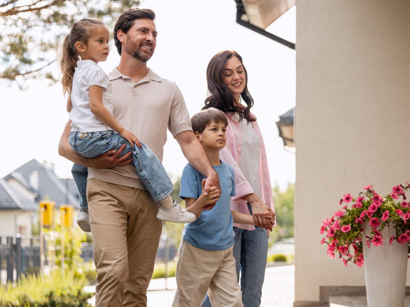 Florida family walking together outside their home
